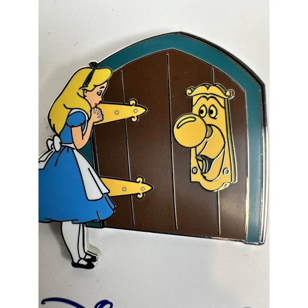 Disney Parks Alice In Wonderland Door Knob Hinged Pin Silver Tone